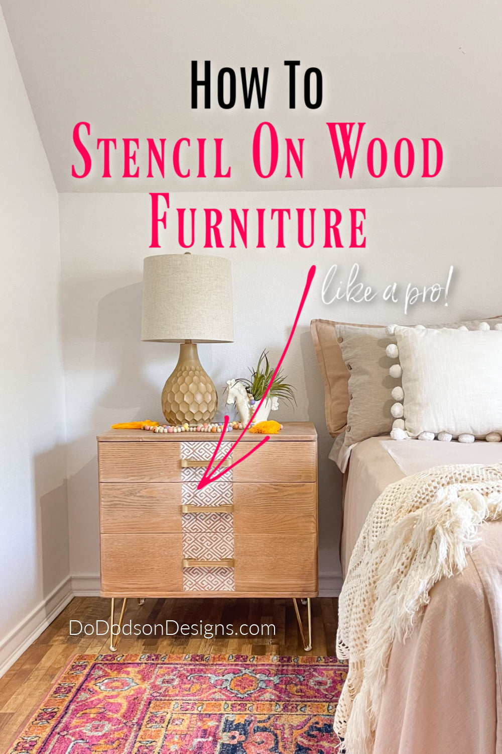 How To Stencil On Wood Furniture - MCM Makeover