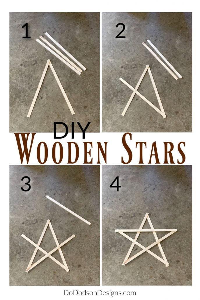 Lay the wooden pieces out in the shape of your star before securing them together.