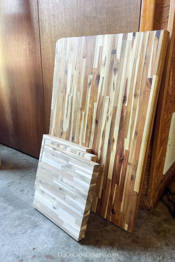 butcher block for DIY patio coffee table