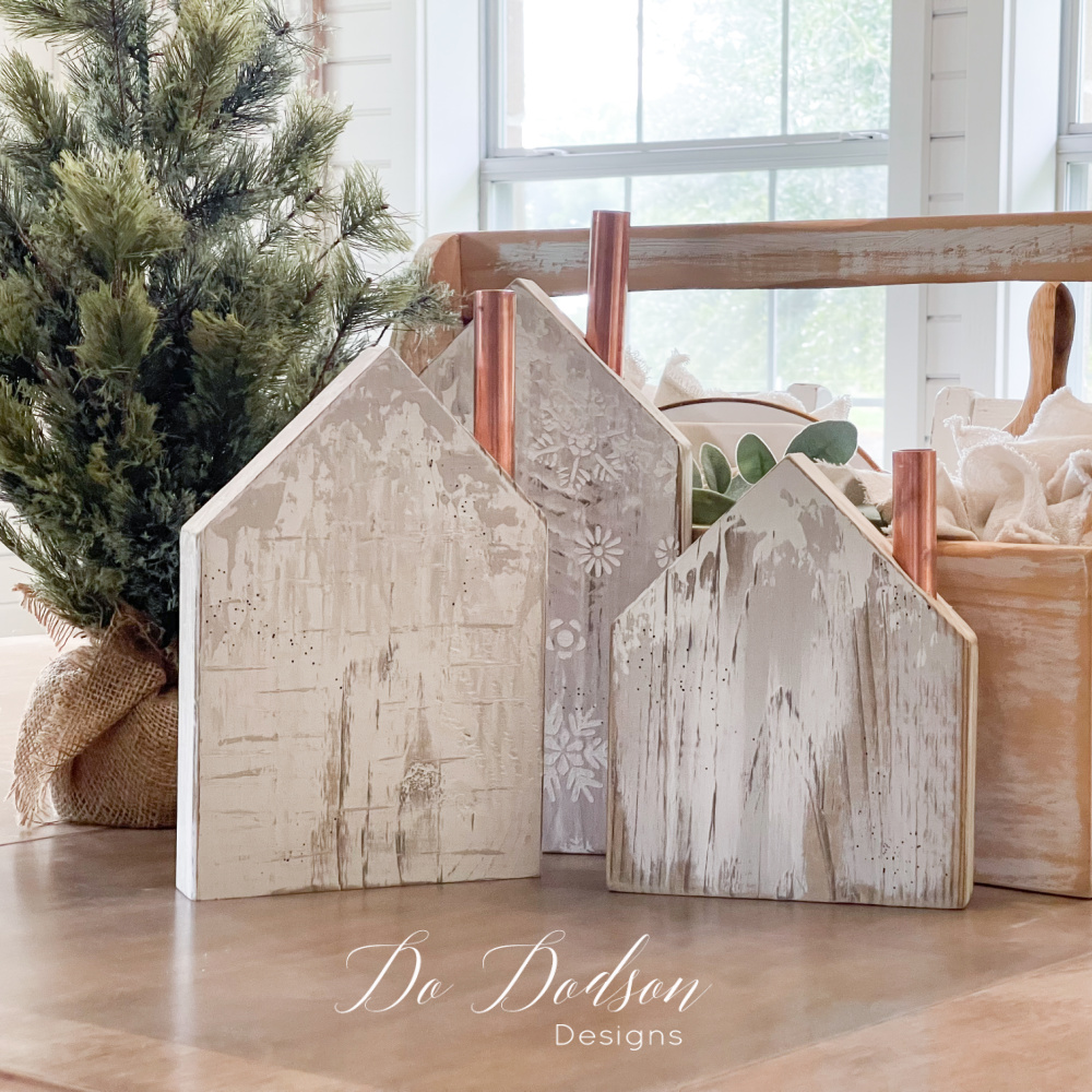 DIY Farmhouse Scrap Wood Block Houses - Crafty Christmas Decor