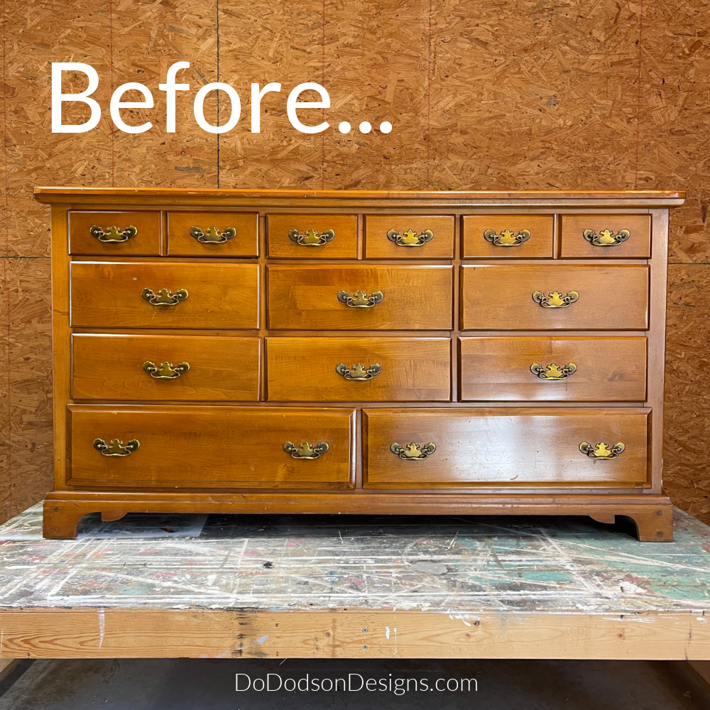 Dresser Makeover DIY, White Dresser Stained Top