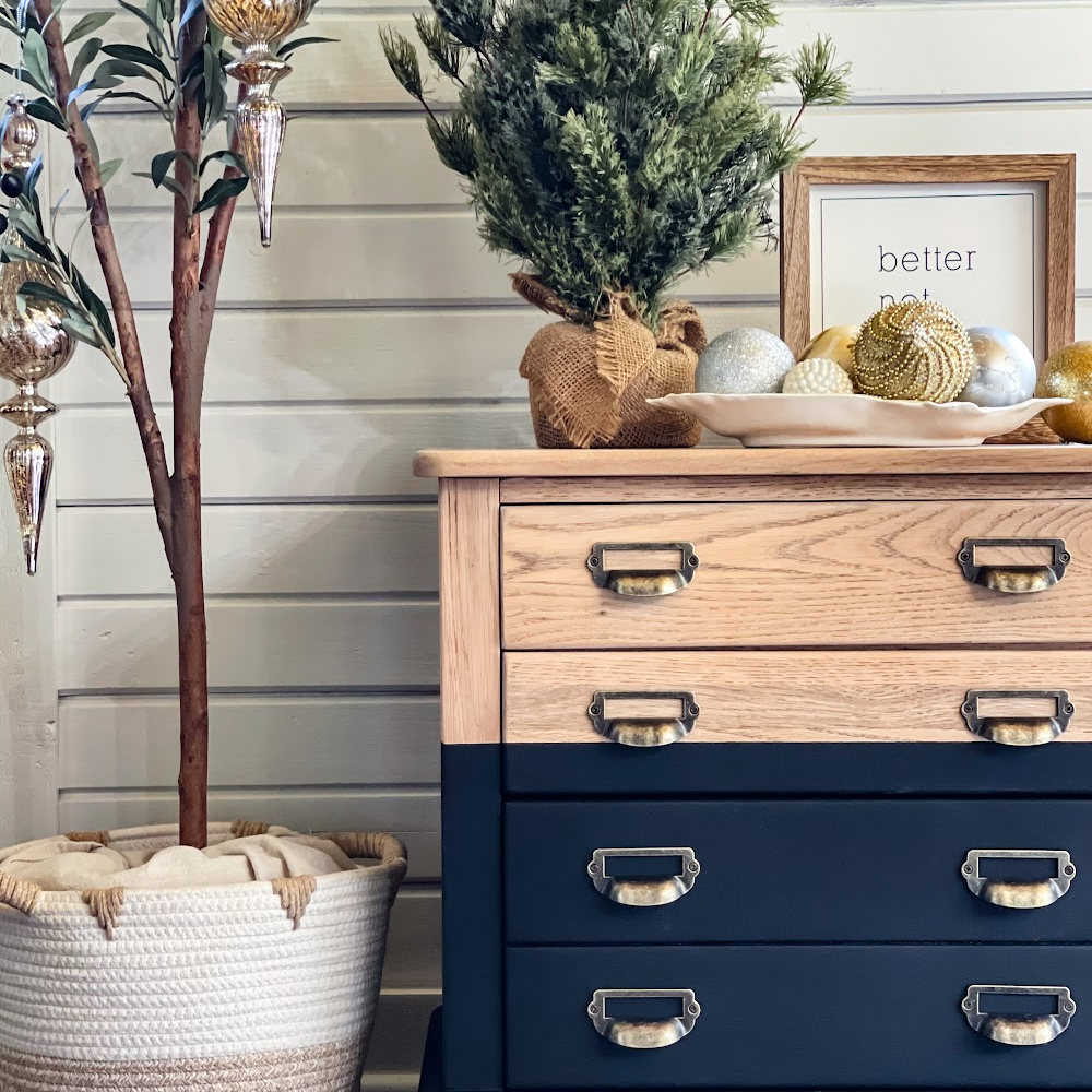 black and wood dresser