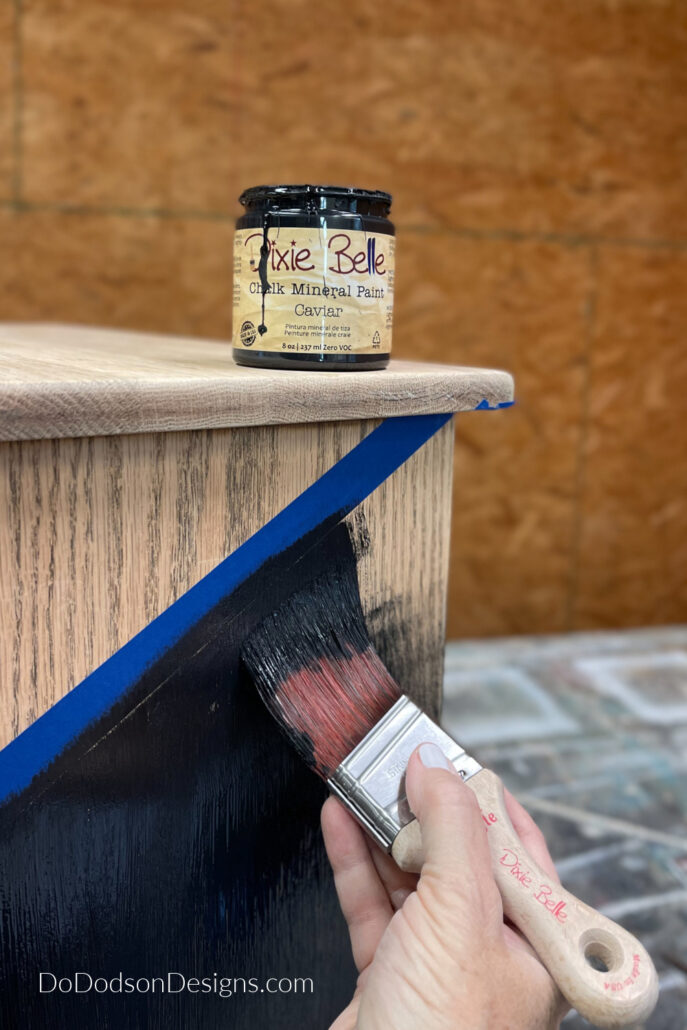 Modern Two Toned Black And Wood Dresser Makeover