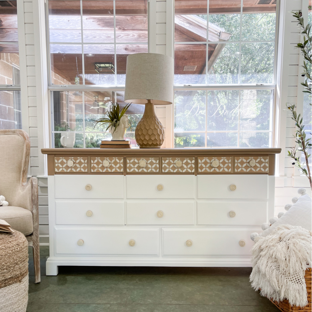 White And Modern Wood Dresser (Two-Toned) Makeover