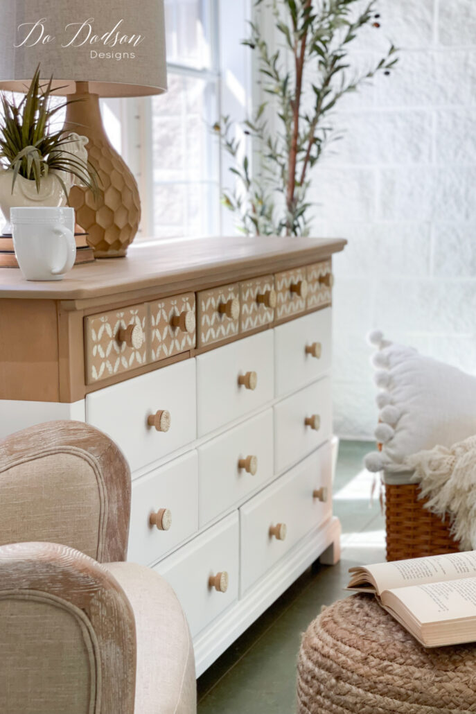 White And Wood Dresser Makeover