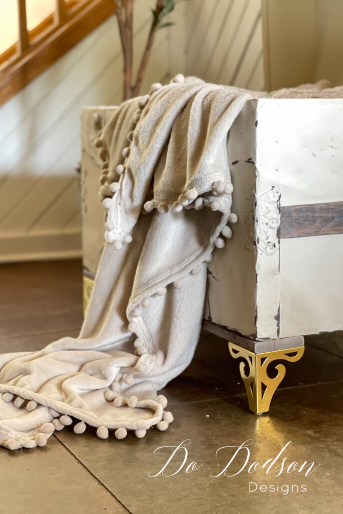 Steamer Trunk Makeover With Gold Legs