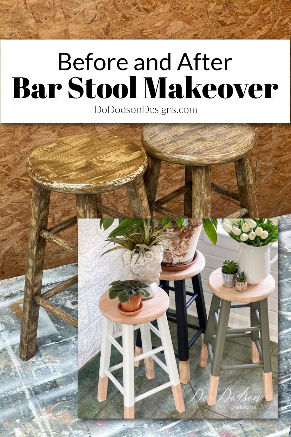 DIY Wooden Bar Stool Makeover | Plant Stands