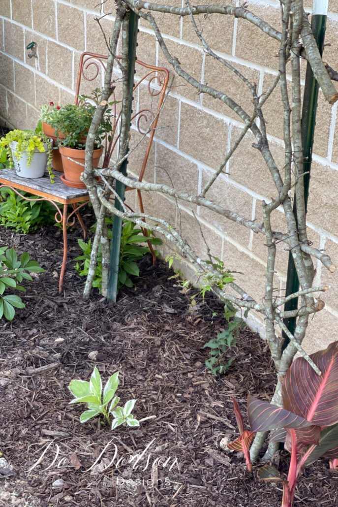 rustic trellis made from branches