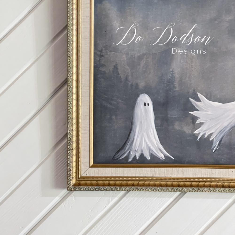 Easy Ghost Paintings On Thrifted Art For Halloween