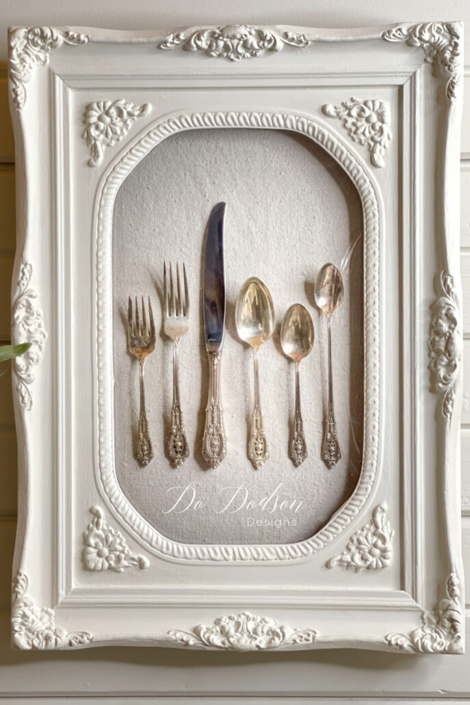 framed silverware wall art  repurposed picture frame