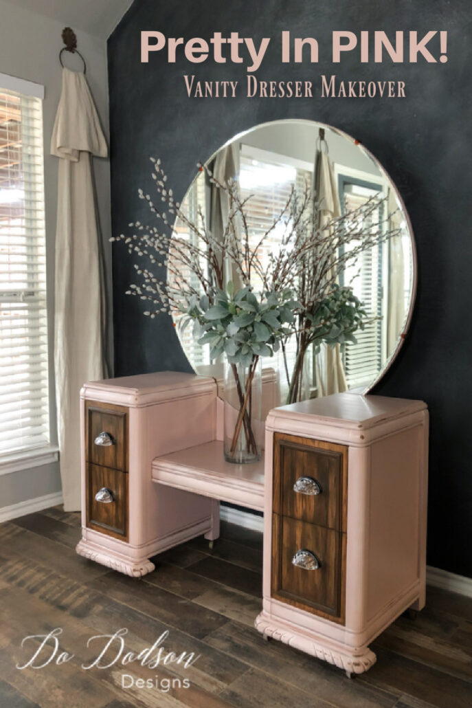 Pink Painted Vanity Dresser