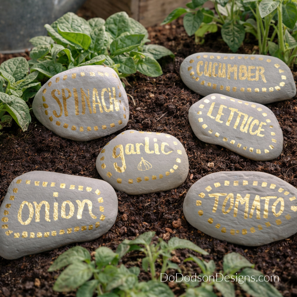 Easy DIY Plant Markers (Painted Garden Rocks)