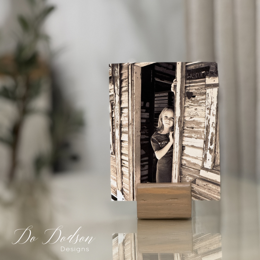wood block photo stand