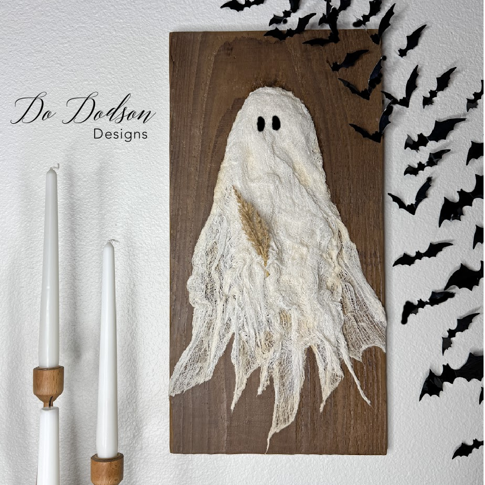 Easy DIY Cheesecloth Ghosts With Glue (Rustic Halloween Wall Decor)
