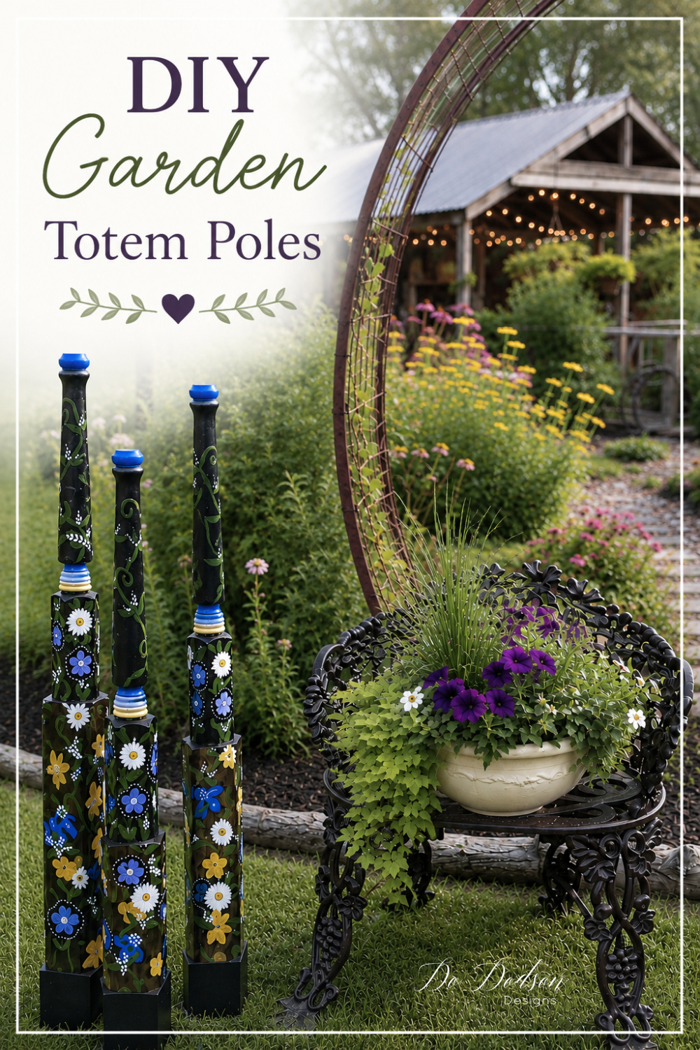 Easy Garden Totem Poles DIY Yard Art Using Recycled, Scrap Wood & Thrifted Materials
