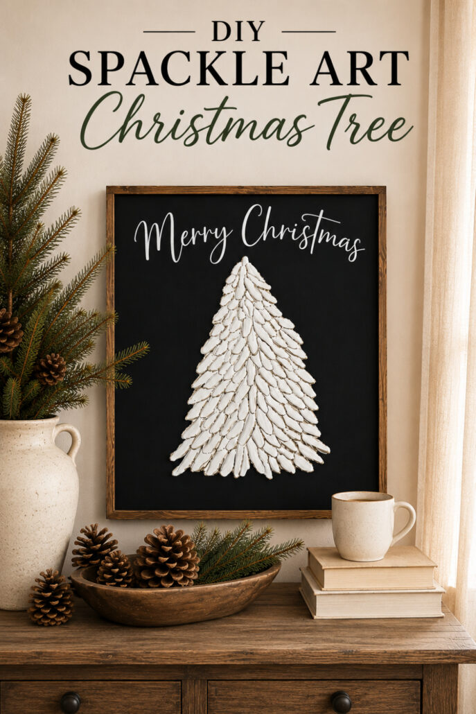 DIY Spackle Art Christmas Tree Wall Decor