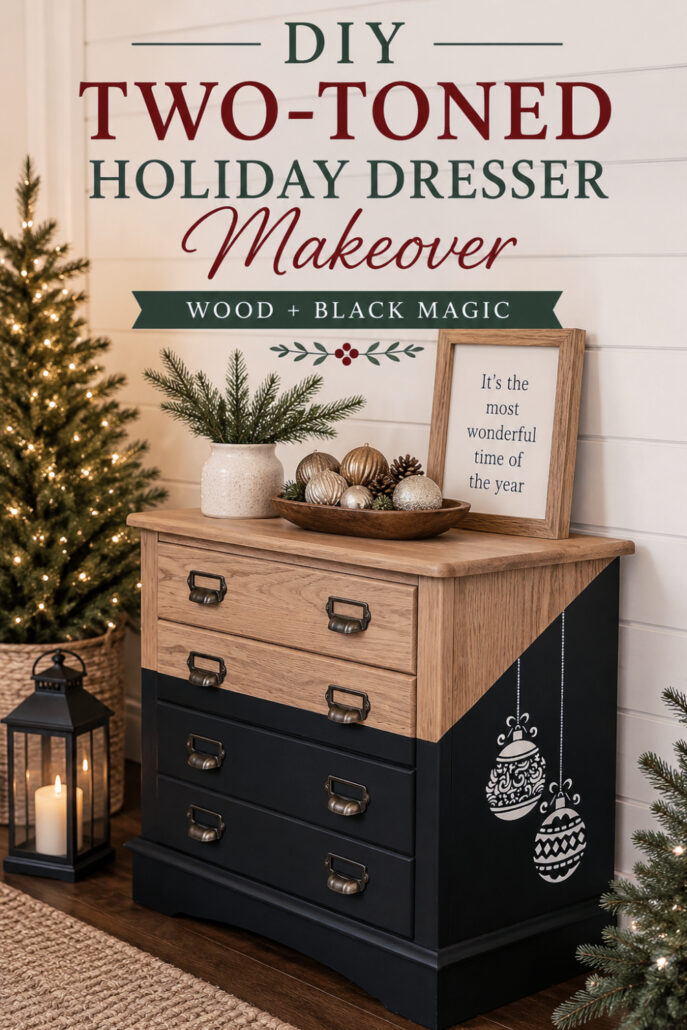 DIY Two Toned Holiday Dresser Makeover