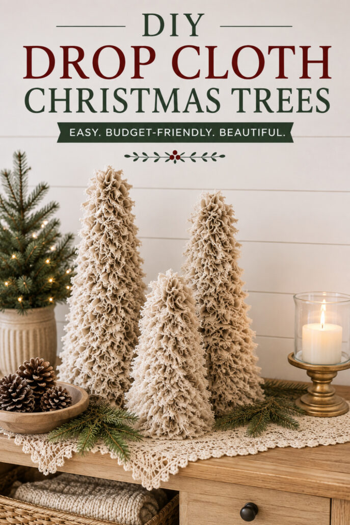 DIY Drop Cloth Christmas Trees (No Sew Craft)