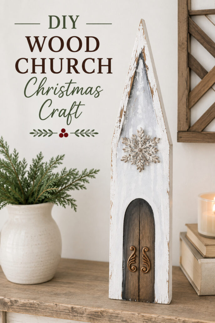 DIY Wood Church Christmas Decor