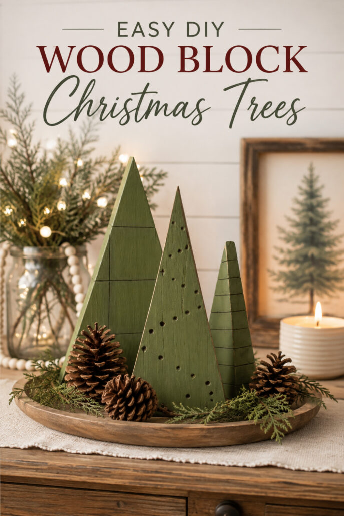 Easy DIY Wood Block Christmas Trees