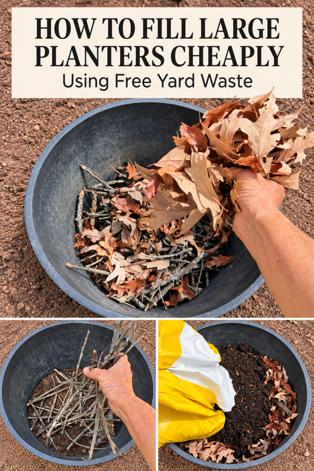 How to Fill Large Planters Cheaply With Yard Waste