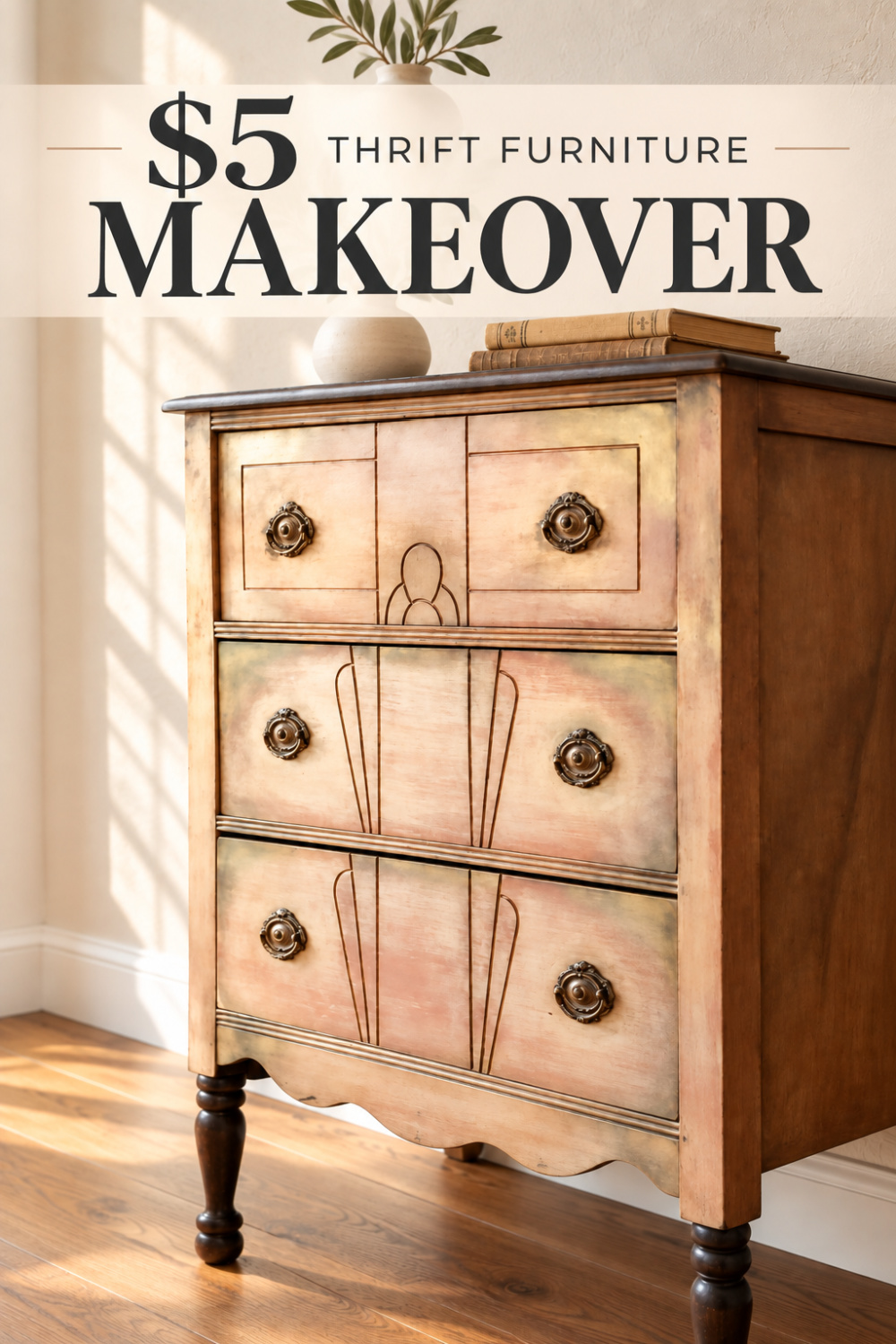 $5 Thrift Furniture Makeover With an Aged Metallic Finish