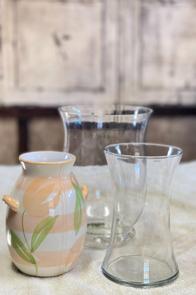 hrift store vases before being transformed into Pottery Barn-inspired textured decor.