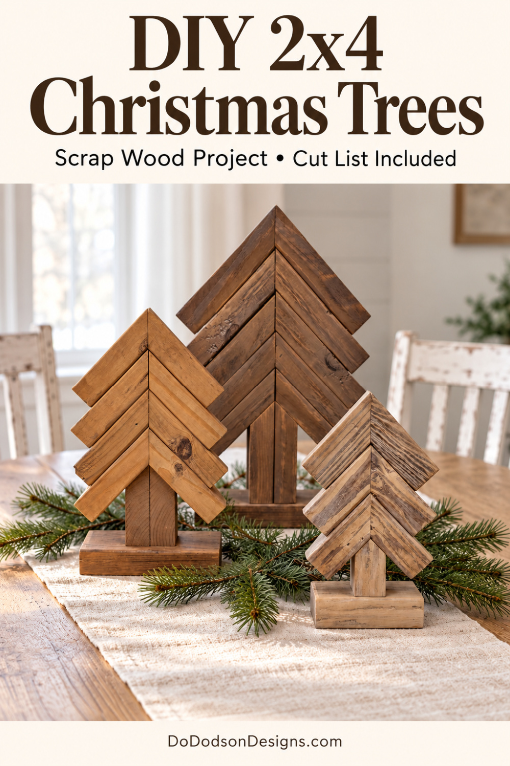 DIY 2x4 Scrap Wood Christmas Tree Trio
